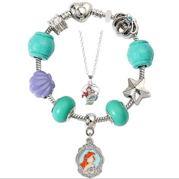 Disneys Little Mermaid Necklace & Charm Bracelet Set - Picture 1 of 5